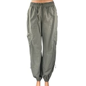 NEW White Fox Green Tapered Baggy Trousers Cargo Windbreaker Jogger Pants Sz XS
